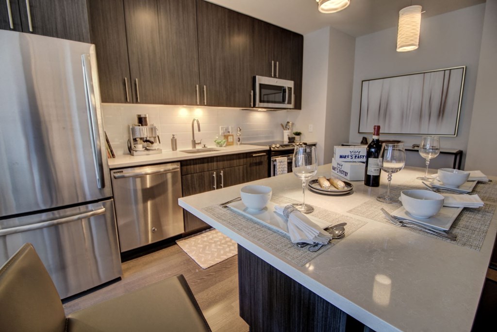New Apartments Boston Seaport with Gourmet Kitchens, Prep Island, Stainless Appliances, and more-The Benjamin Seaport Residences